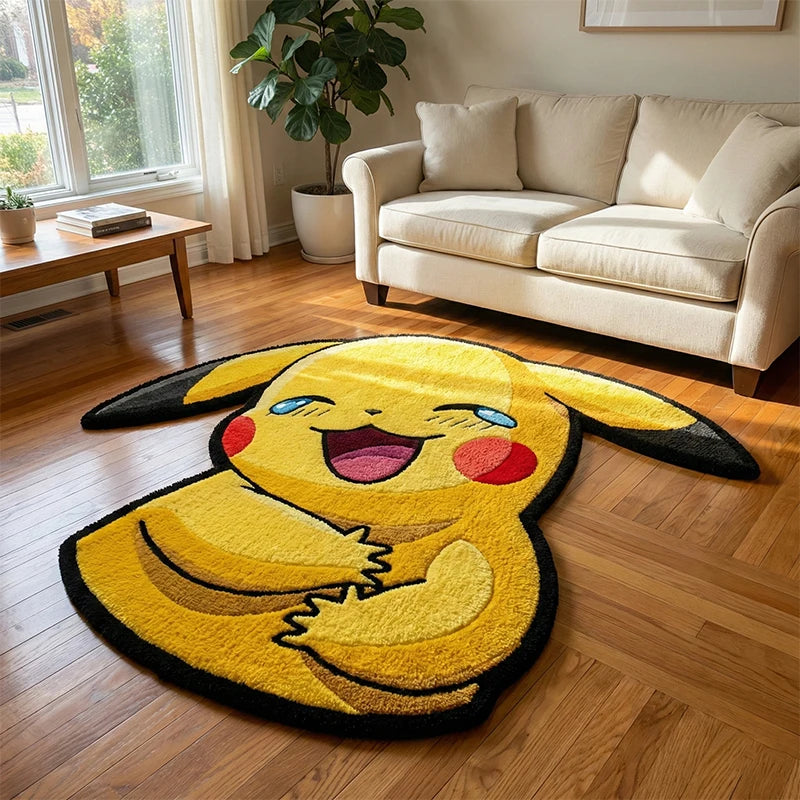 Pokémon Kawaii Pikachu Polyester Rugs Anime Pokemon Carpet Living Room Bedroom Decoration Floor Mat Soft Fluffy Bedside Rug