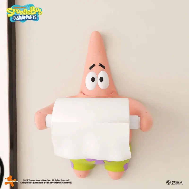 Patrick Star Roll Paper Holder Kawaii Patrick Star Wall Mounted Roll Paper Holder Non Perforated Waterproof Soap Box Ornament