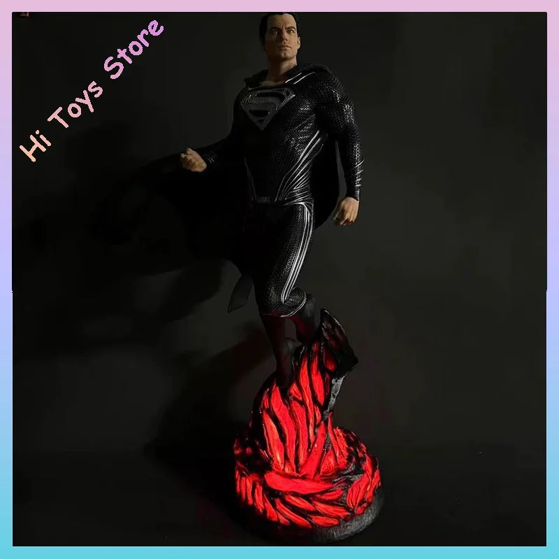 73Cm Justice League: Injustice for All Black Superman Action Figure Man of Steel Full Body Statue Figure Large Sized Figurines