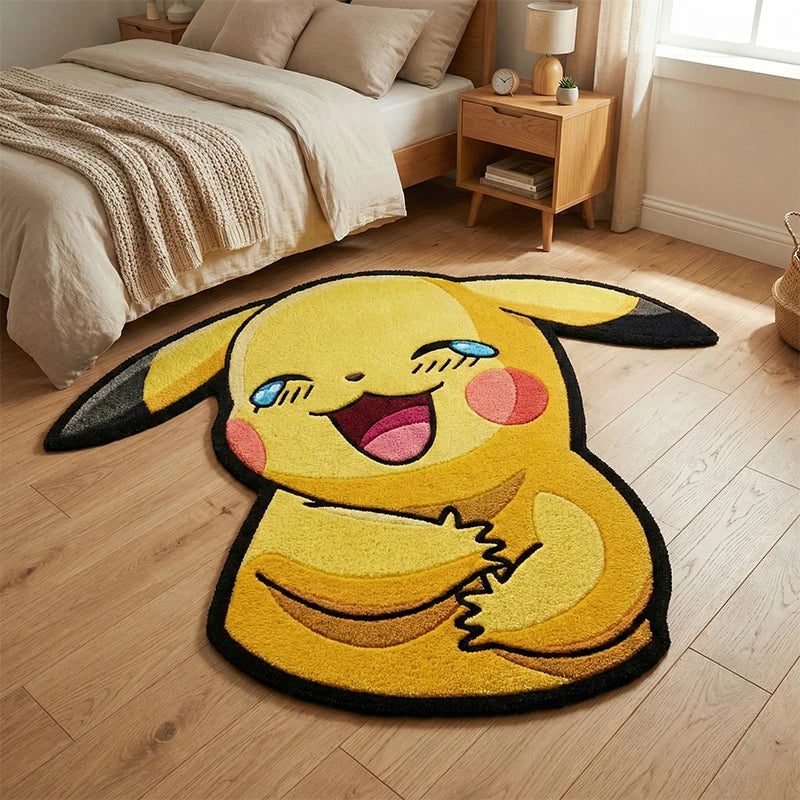 Pokémon Kawaii Pikachu Polyester Rugs Anime Pokemon Carpet Living Room Bedroom Decoration Floor Mat Soft Fluffy Bedside Rug