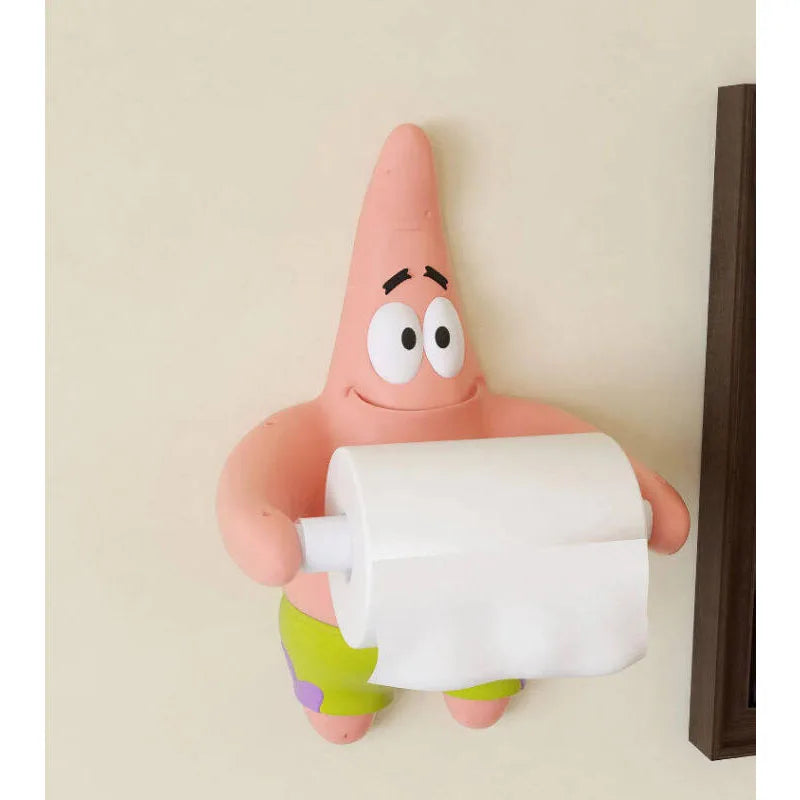Patrick Star Roll Paper Holder Kawaii Patrick Star Wall Mounted Roll Paper Holder Non Perforated Waterproof Soap Box Ornament