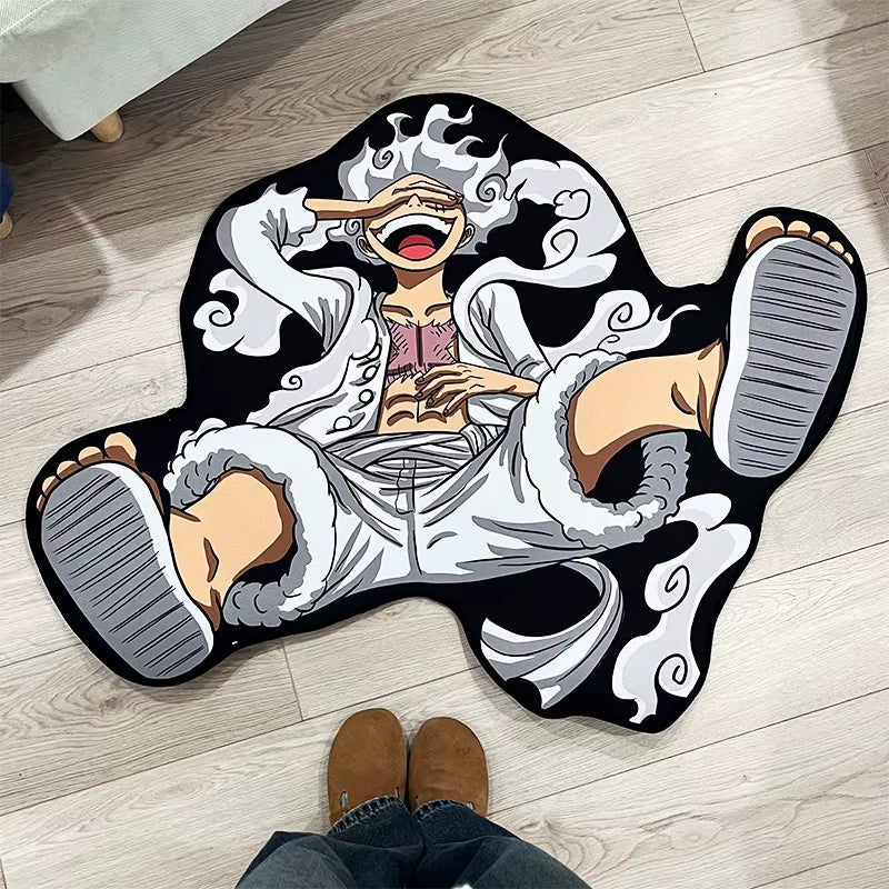 One Piece Luffy Gear 5 Plush Anime Rug - Non-Slip Soft Carpet for Bedroom Livingroom Gaming Room Decor Otaku Gift for Men & Fans