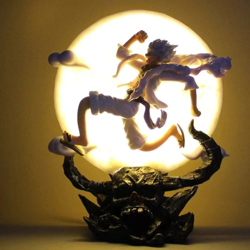 12Cm One Piece Anime Figure Moon Fairy Nika Monkey D Luffy Gear 5 with Moon Light Action Figure Statue Model Collection Toys