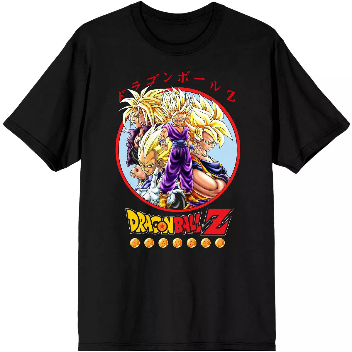 Dragon Ball Z Anime Characters Group Shot Mens Black Graphic Tee Shirt
