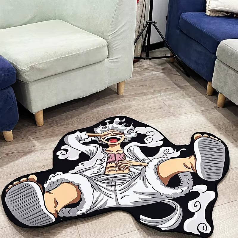 One Piece Luffy Gear 5 Plush Anime Rug - Non-Slip Soft Carpet for Bedroom Livingroom Gaming Room Decor Otaku Gift for Men & Fans