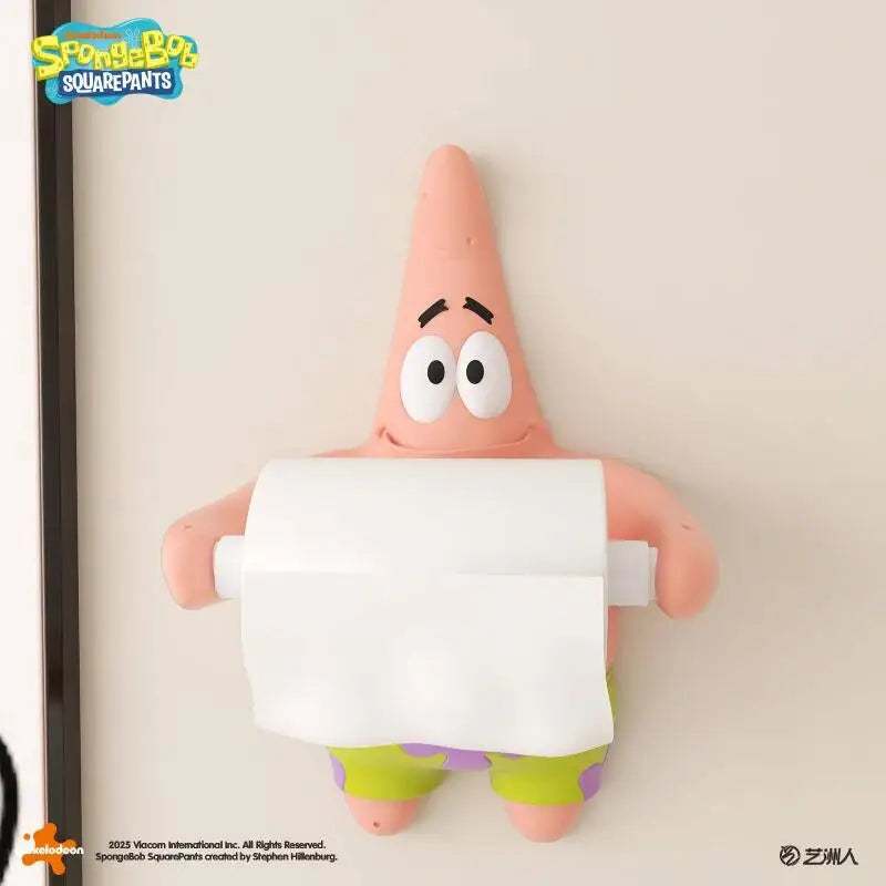 Patrick Star Roll Paper Holder Kawaii Patrick Star Wall Mounted Roll Paper Holder Non Perforated Waterproof Soap Box Ornament