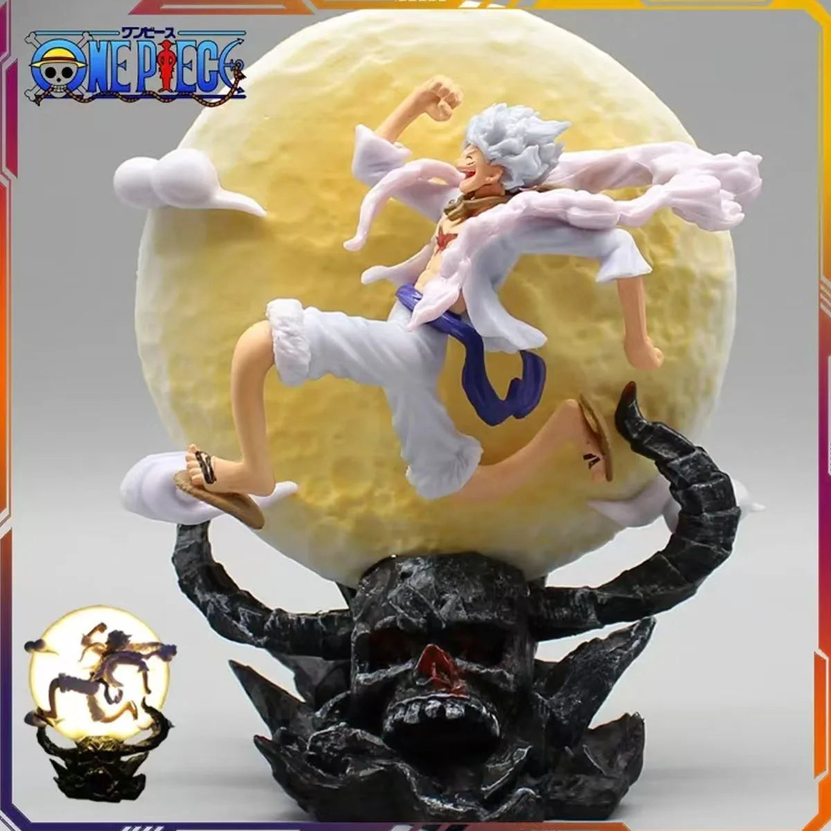 12Cm One Piece Anime Figure Moon Fairy Nika Monkey D Luffy Gear 5 with Moon Light Action Figure Statue Model Collection Toys