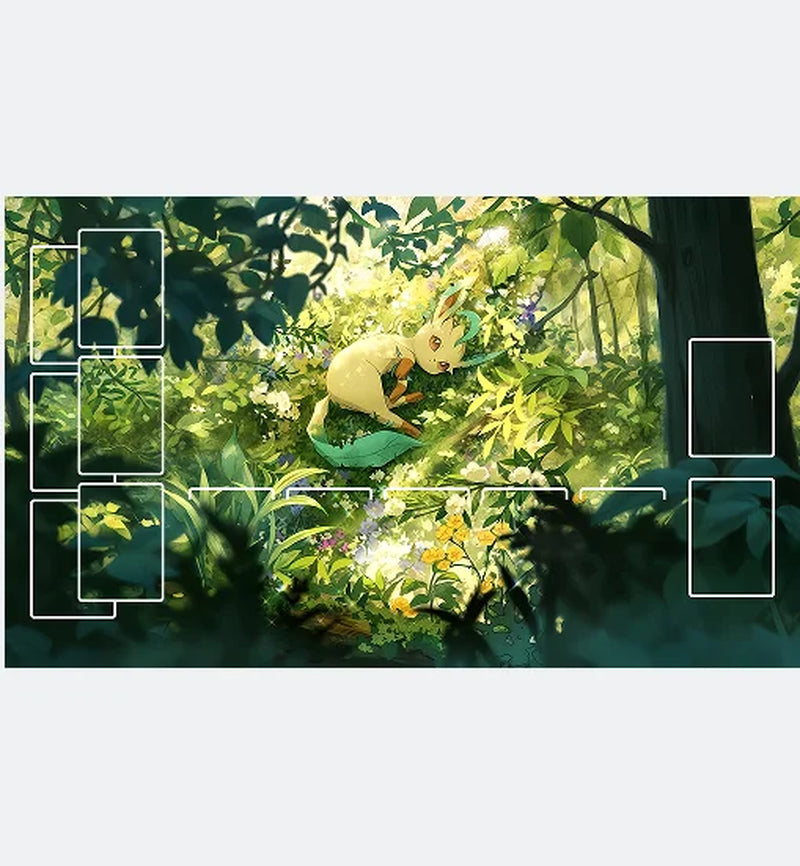 17 Designs DIY 600*350*2MM Pokemon Playmat - Anime Mew Leafeon Pikachu Squirtle Bulbasaur Charmander PTCG Battle Card Mat