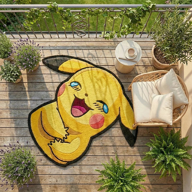 Pokémon Kawaii Pikachu Polyester Rugs Anime Pokemon Carpet Living Room Bedroom Decoration Floor Mat Soft Fluffy Bedside Rug