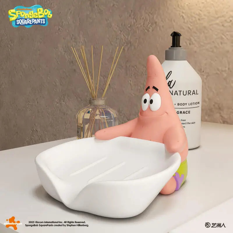 Patrick Star Roll Paper Holder Kawaii Patrick Star Wall Mounted Roll Paper Holder Non Perforated Waterproof Soap Box Ornament