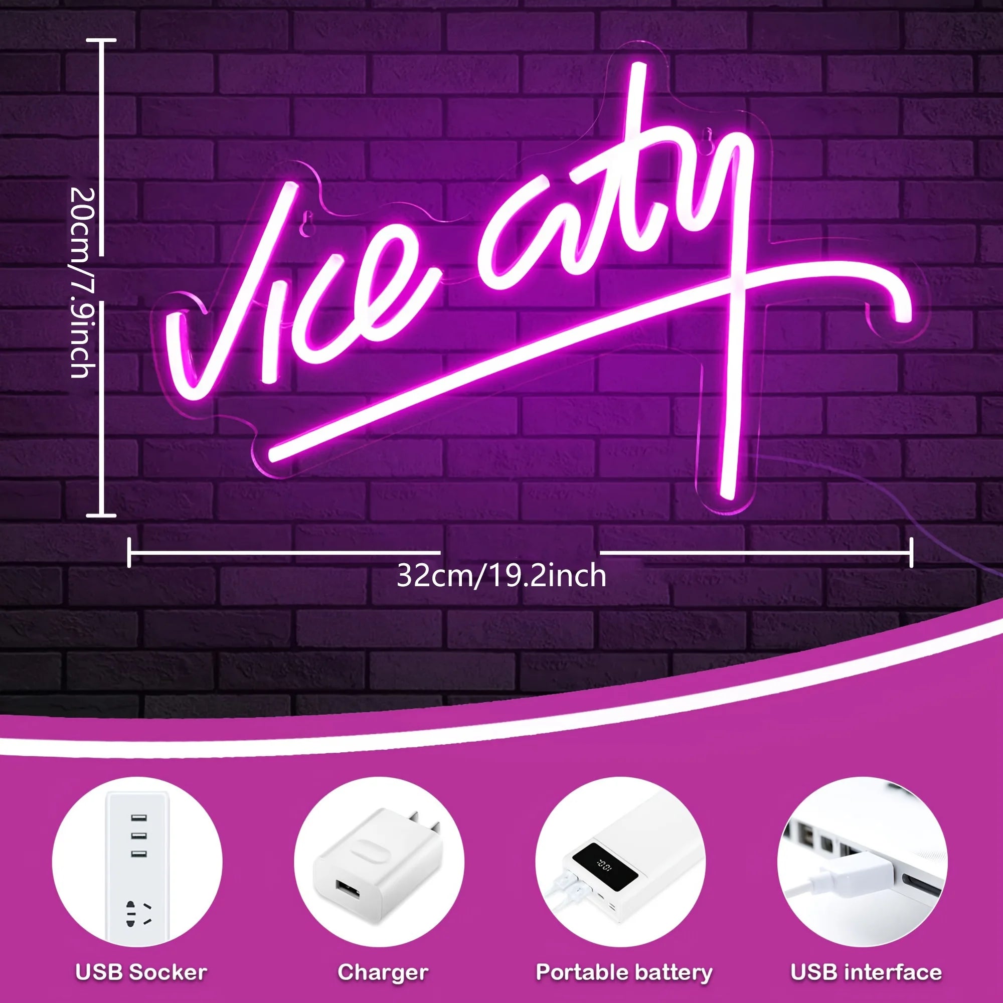 GTA VI Vice City Themed Neon Sign Man Cave Room Decor