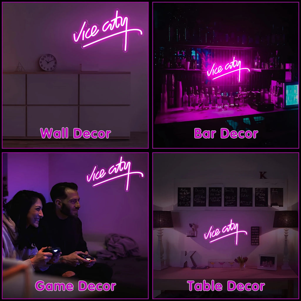 GTA VI Vice City Themed Neon Sign Man Cave Room Decor