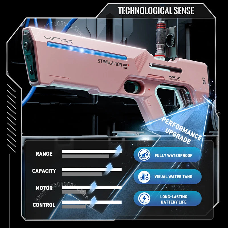 2026 Model Electric Water Gun Large Capacity Electric Suction Long-Distance Shooting with LED Light Children'S Water Play Toy