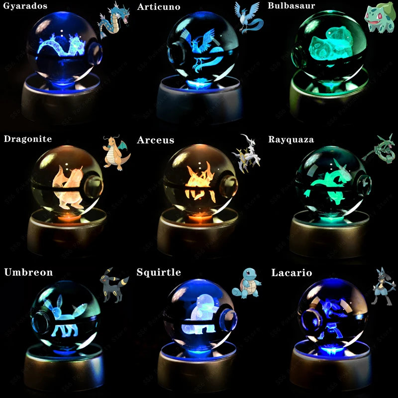 Pokemon Crystal Ball 3D Pokéball Crystal Ball - 26 Styles