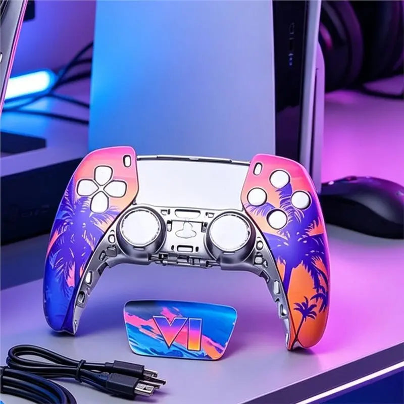 PS5 Compatible Game Controller GTA VI Themed Shell