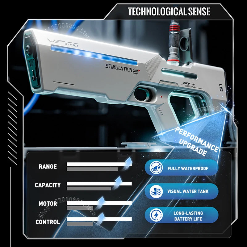 2026 Model Electric Water Gun Large Capacity Electric Suction Long-Distance Shooting with LED Light Children'S Water Play Toy