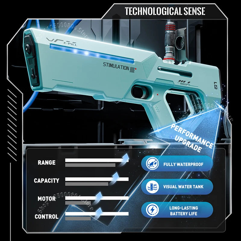 2026 Model Electric Water Gun Large Capacity Electric Suction Long-Distance Shooting with LED Light Children'S Water Play Toy
