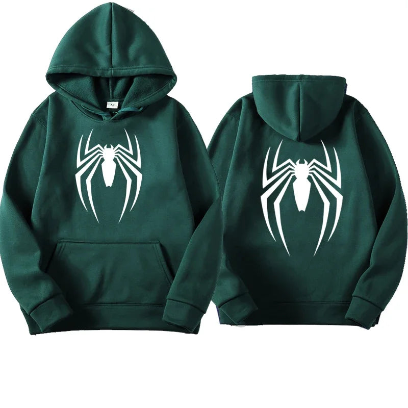 2024 New Men'S Hoodie Street Fashion Spider Print Sweatshirt Fleece Ladies Casual Funny Loose Hoodie Spiderman Men'S Clothing