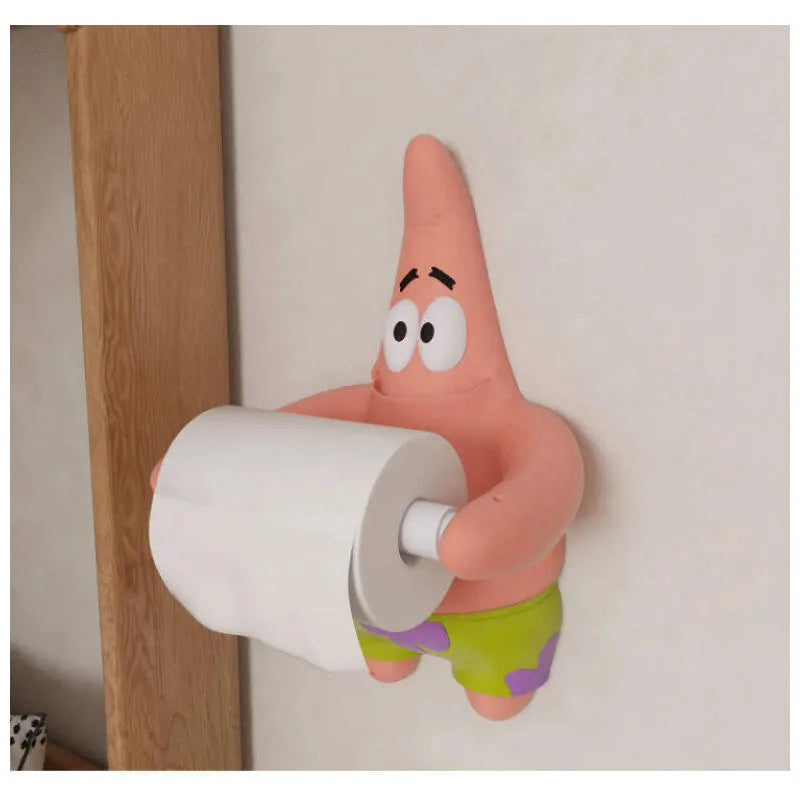 Patrick Star Roll Paper Holder Kawaii Patrick Star Wall Mounted Roll Paper Holder Non Perforated Waterproof Soap Box Ornament