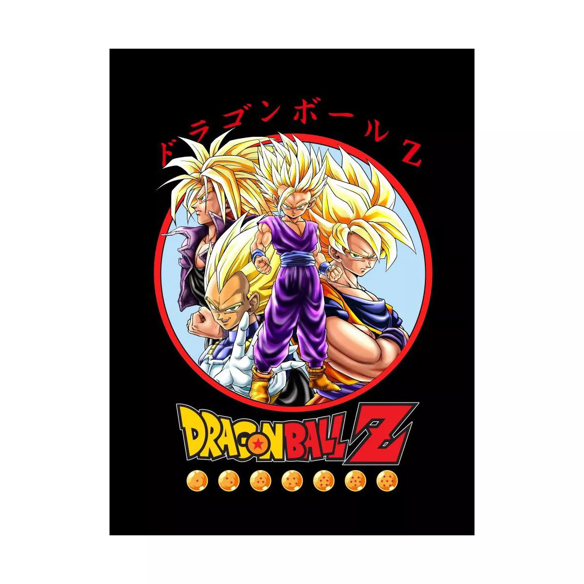 Dragon Ball Z Anime Characters Group Shot Mens Black Graphic Tee Shirt