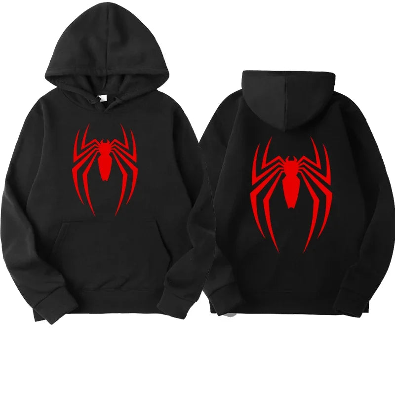 2024 New Men'S Hoodie Street Fashion Spider Print Sweatshirt Fleece Ladies Casual Funny Loose Hoodie Spiderman Men'S Clothing