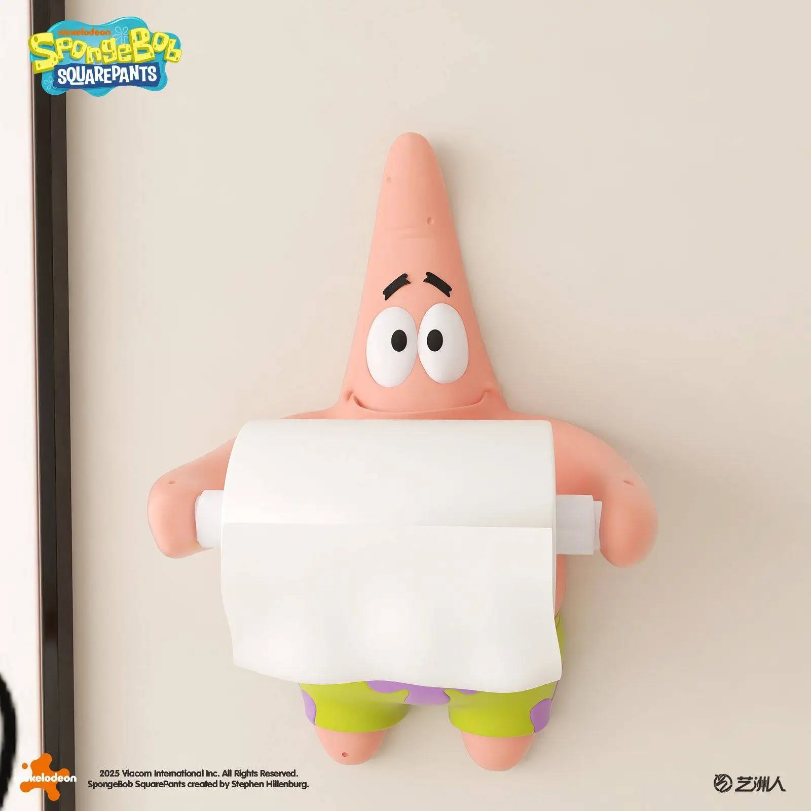 Patrick Star Roll Paper Holder Kawaii Patrick Star Wall Mounted Roll Paper Holder Non Perforated Waterproof Soap Box Ornament