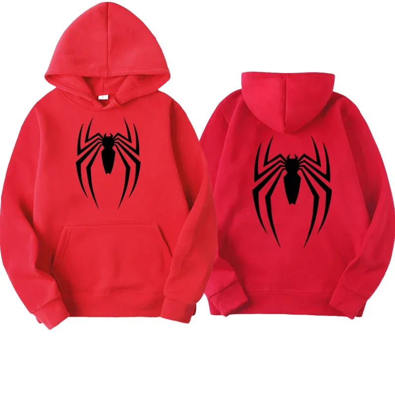 2024 New Men'S Hoodie Street Fashion Spider Print Sweatshirt Fleece Ladies Casual Funny Loose Hoodie Spiderman Men'S Clothing
